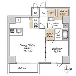 GLAM STELLA松屋町 1LDKの間取図画像