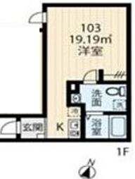 ＨＡＳＡＩ ＢＵＩＬＤＩＮＧ 北千住 1階ワンルームの間取り