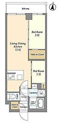 ASYLCOURT練馬中村橋 2LDKの間取図画像