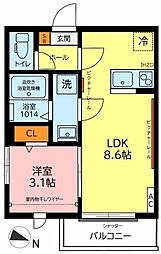 ガーデンヒルズ宮原 1LDKの間取図画像