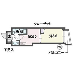 エムロード平尾 1DKの間取図画像