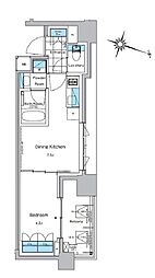 ルフォンプログレ神田プレミア 4階1DKの間取り