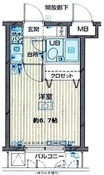 パークウェル西新宿 1Kの間取図画像