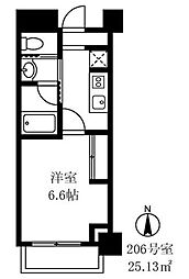 アーツ菊川 1Kの間取図画像