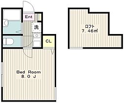 ラ・シャンス東橋本第3　1号棟 2階1Kの間取り