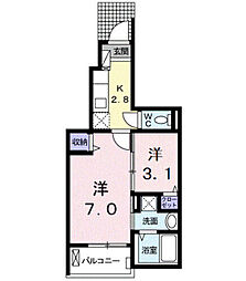 エスポワール1 2Kの間取図画像