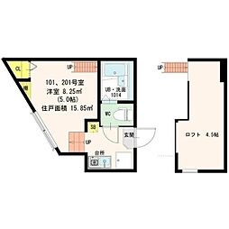 stage上鶴間本町 1階ワンルームの間取り