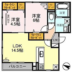 アビリ上野芝 2LDKの間取図画像