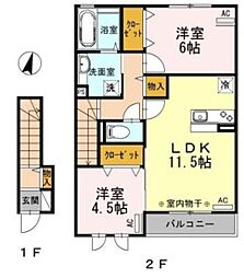 サニーコート 2LDKの間取図画像