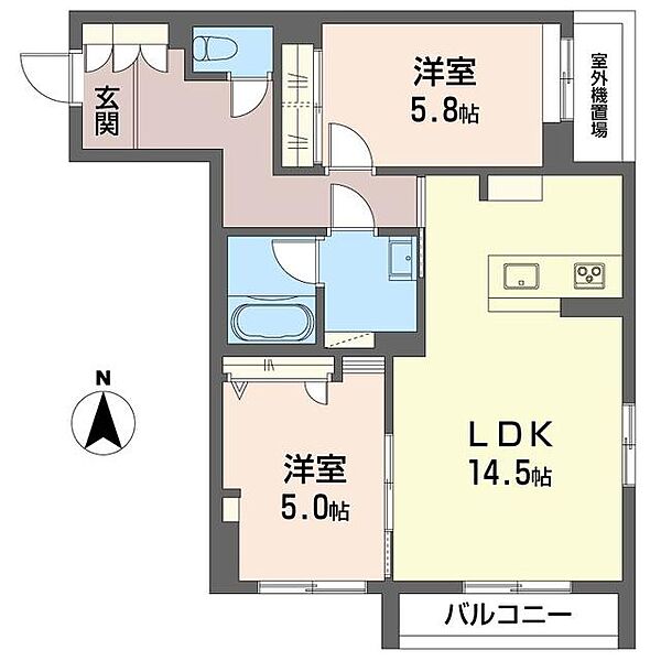 ポルト・ボヌール 00102｜埼玉県吉川市保１丁目(賃貸マンション2LDK・1階・62.56㎡)の写真 その2