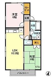 リヴィエール2 2LDKの間取図画像