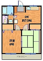 マンションかみや 2DKの間取図画像