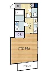 エスポワール喜多見 1Kの間取図画像