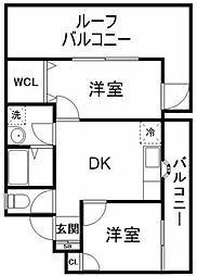 パティオ中野 2DKの間取図画像