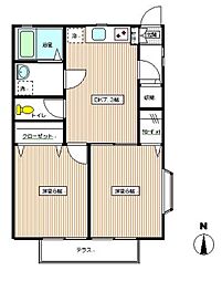 ドミール多摩川B 2DKの間取図画像