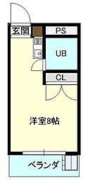 グランドKODAヒルズ ワンルームの間取図画像