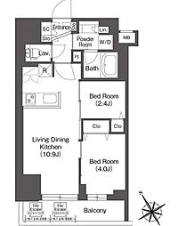 BluRock後楽園 2LDKの間取図画像