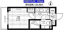 ステージファースト池上西アジールコート 1Kの間取図画像