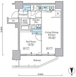 プライムブリス上野元浅草 1LDKの間取図画像