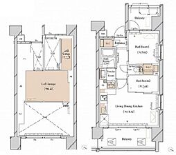 ブランシエスタ新丸子リバーフロント 2LDKの間取図画像