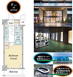 ドゥーエ新横浜 1Kの間取図画像