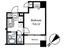SPATIE門前仲町サウスクレスト 1Kの間取図画像
