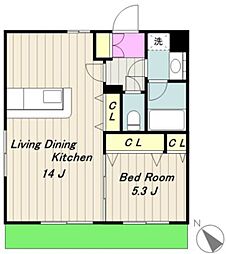ワンピース 1LDKの間取図画像