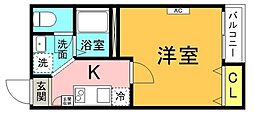 リベルテ春日部 1Kの間取図画像