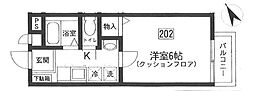 モンテピア2 1Kの間取図画像