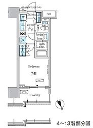 ParkAxis浅草・田原町 1Kの間取図画像
