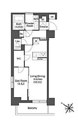 エスタート三ノ輪 8階1LDKの間取り