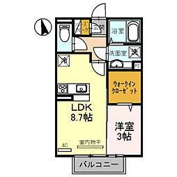 D-room園部 1LDKの間取図画像