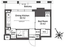 BluRock後楽園 1DKの間取図画像