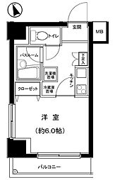 グランフォース早稲田 1Kの間取図画像