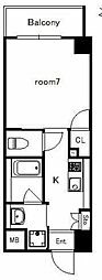 ビューテラス城山 1Kの間取図画像