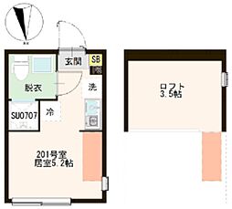 アーバンテラス富士見台 ワンルームの間取図画像