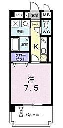 モン・リヴィエール 1Kの間取図画像