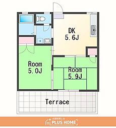 フォーブル若葉 2Kの間取図画像