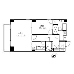 原宿パークハウス 1LDKの間取図画像