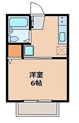 カサブランカ2 1階1Kの間取り