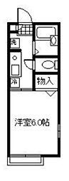 エクセル反町 1Kの間取図画像