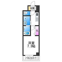 アーバンパーク田辺 1Kの間取図画像
