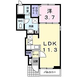クレッシェンド2 1LDKの間取図画像