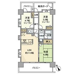 ライオンズステーションプラザ町田 3階3LDKの間取り