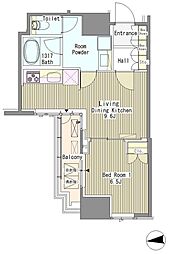ホワイトタワー浜松町 1LDKの間取図画像