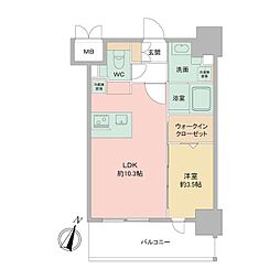 Louis Residence弁天町 1LDKの間取図画像