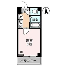 ユーサンハイライズ 1Kの間取図画像