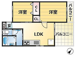 NK兵庫ビル 2LDKの間取図画像