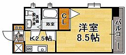 ピュアドームベイサイド博多 1Kの間取図画像
