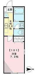 メインチェリー2 1Kの間取図画像